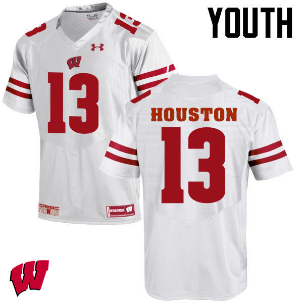 Wisconsin Badgers Youth #13 Bart Houston NCAA Under Armour Authentic White College Stitched Football Jersey LI40G48ZW